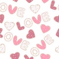 Seamless pattern Letter shaped cookies love Valentine`s Day vector illustration Royalty Free Stock Photo